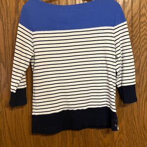 Ralph Lauren 3/4 Sleeve Blue &White Blouse 1X